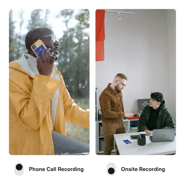 Pocket recording a phone call and an on-site meeting